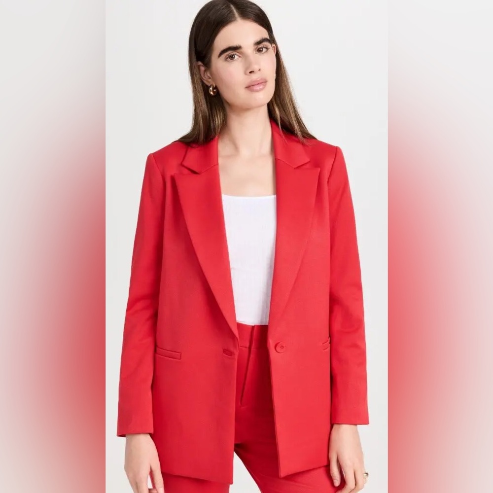 ❤️ Alice + Olivia Denny Notch Collar Boyfriend Blazer - Perfect Ruby. Size 2.NWT